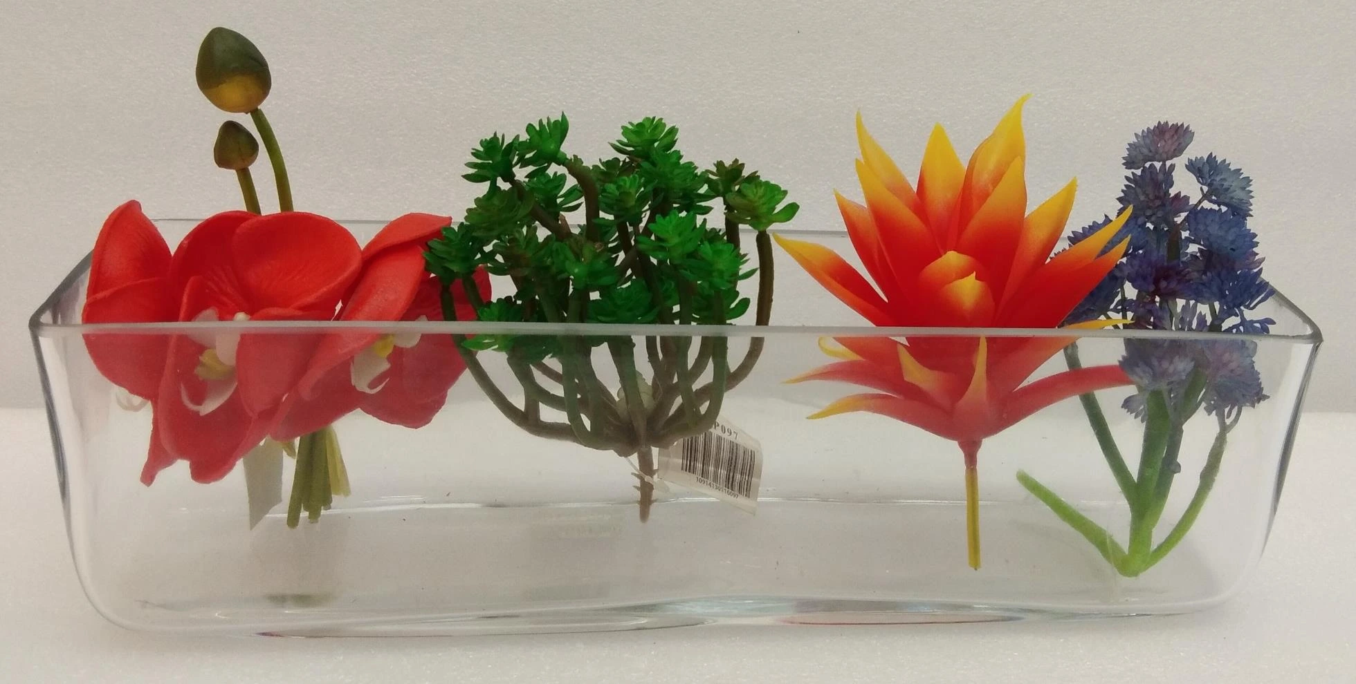 Glass Vase Flat Rec 8x10x35cm